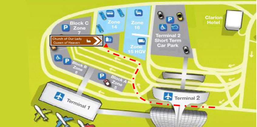church_of_our_lady_queen_of_heaven_driving_directions Dublin airport church driving directions map